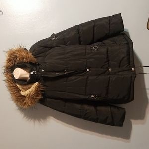 Madden girl women's black hooded puffer jacket size 1x